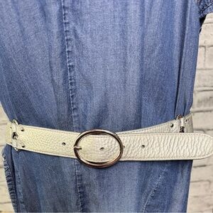 Unique Cole Haan Silver Leather Belt size Medium